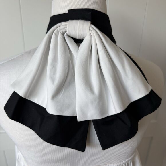 Caroline Constas Bow Halter Top White Sz M Volume Babydoll Peplum Color-block - Picture 6 of 15